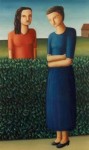 twee vrouwen bij heg