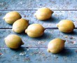 Kunstwerk citroenen op plank met nietjes