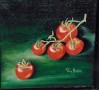 Kunstwerk realistisch stilleven: Vijf rode tomaatjes