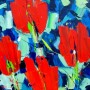 Kunstwerk ~ 4 Rode Tulpen - acrylverf op linnen - (60x60) ~