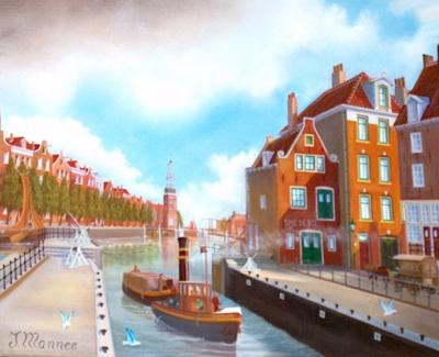 Sint Antonie sluis richting Montelbaanstoren Sint Antonie sluis richting Montelbaanstoren