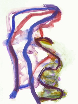 'Bending' - abstracte  kunst op aquarel-papier, in een lijst