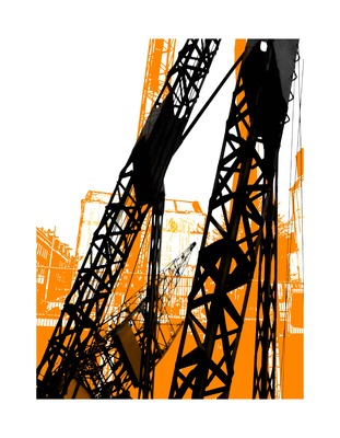 'Kranen in de Pijp 1.' - digitale grafiek in art-print 'Kranen in de Pijp 1.' - digitale grafiek in art-print