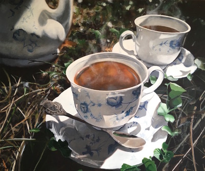 Stilleven met thee in het bos Stilleven met thee in het bos