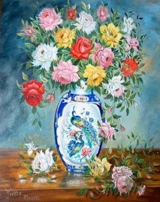 Bloemen met vogels op de vaas Bloemen met vogels op de vaas