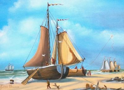 Vissersboot op strand Vissersboot op strand