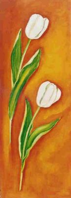 realistisch bloemstilleven: Witte tulpen