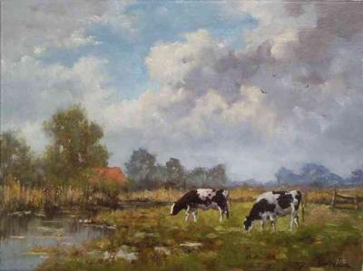 polderlandschap met vee   -0535