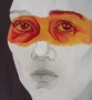 Kunstwerk oranje ogen