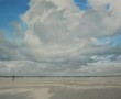 Kunstwerk (124) wolken, strand en paaltje