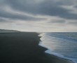 Kunstwerk (150)strand van Zeeland met donkere lucht