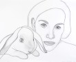 Kunstwerk Zelfportrt met konijn