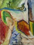 Kunstwerk 'Staande Lente' - groot doek, abstract expressionisme