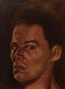zelfportret in bruin