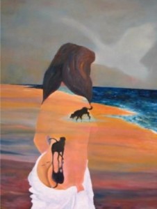 vrouw aan strand