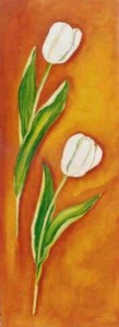 realistisch bloemstilleven: Witte tulpen
