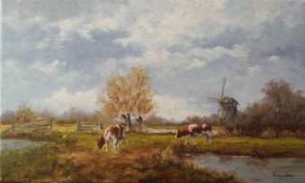 landschap met vee en molen - 0471 -