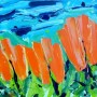 Kunstwerk ~ Tulpen-landschap Oranje (70x70) ~