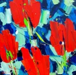 ~ 4 Rode Tulpen - acrylverf op linnen - (60x60) ~