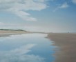 Kunstwerk (83) strand van Zeeland met spiegelend water 