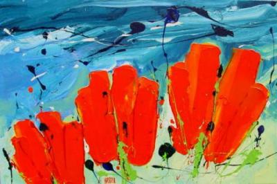 ~ Tulpenlandschap Rood - acrylverf op linnen - (60x90) ~ ~ Tulpenlandschap Rood - acrylverf op linnen - (60x90) ~