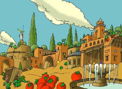 Ruïnes en tomaten in Rome