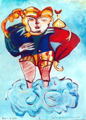 Vrouw op wolk Vrouw op wolk