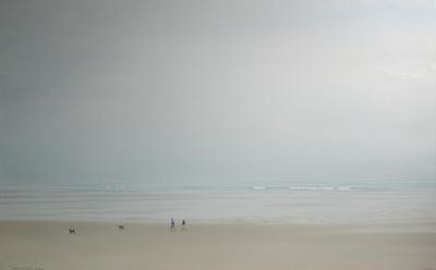 (115) 2 mensen en 2 honden op het strand (115) 2 mensen en 2 honden op het strand