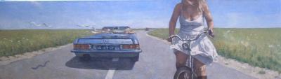 fietser en auto fietser en auto