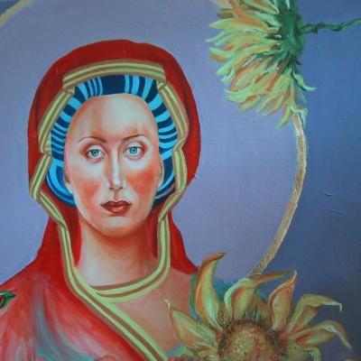 vrouw met zonnebloem vrouw met zonnebloem