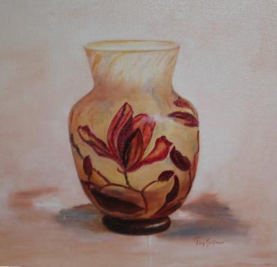 realistisch stilleven: Glazen vaas in art decostijl realistisch stilleven: Glazen vaas in art decostijl
