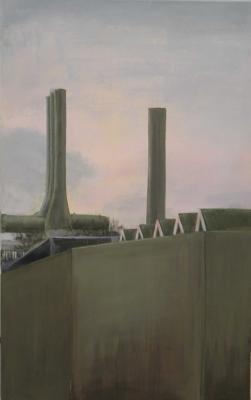 Nuon-centrale met roze lucht Nuon-centrale met roze lucht