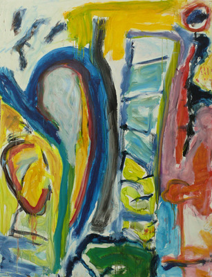 'Maan-praat' - groot & vrolijk schilderij 'Maan-praat' - groot & vrolijk schilderij