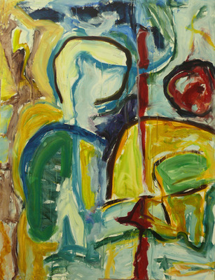 'Romaanse Zondag' - groot kleurrijk schilderij 'Romaanse Zondag' - groot kleurrijk schilderij