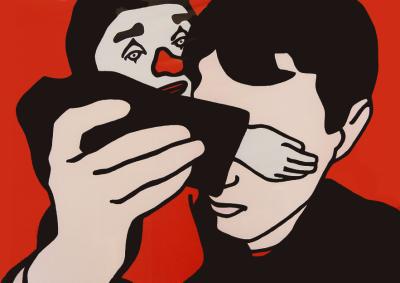 Zelfportret met clown Zelfportret met clown