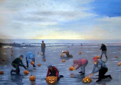 Pumpkin Harvest on Beach Pumpkin Harvest on Beach
