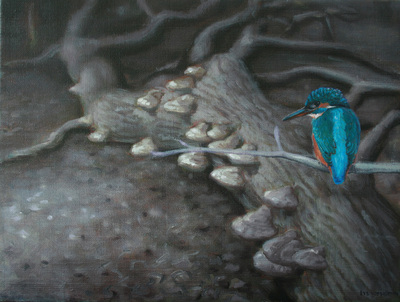 Elfenbankje en ijsvogel Elfenbankje en ijsvogel