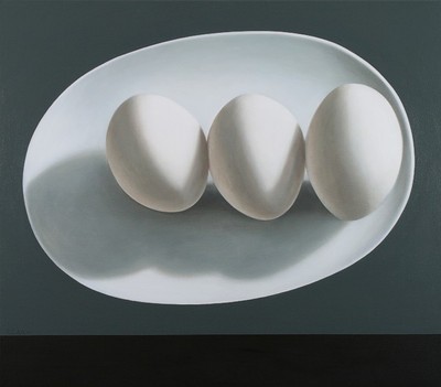 Schilderij met drie eieren