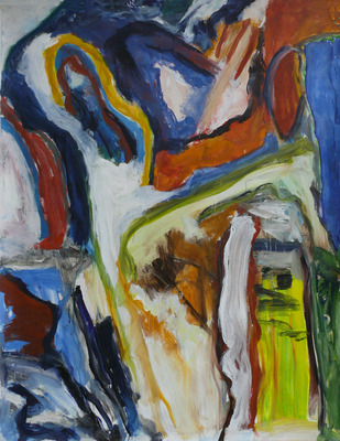 'Deur in de rivier' - abstract expressionisme in Blauw 'Deur in de rivier' - abstract expressionisme in Blauw