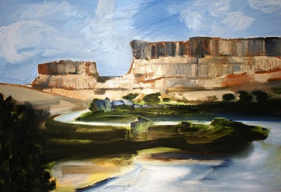 Krijtrotsen bij rivier Krijtrotsen bij rivier