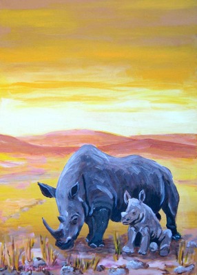 Neushoorn met jong Neushoorn met jong