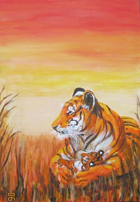 Tijger met jong Tijger met jong