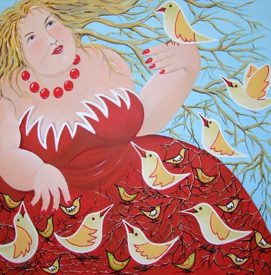 vogelkoningin in rood / birdqueen in red vogelkoningin in rood / birdqueen in red