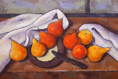Stilleven van peren, mes en bord 3 Stilleven van peren, mes en bord 3