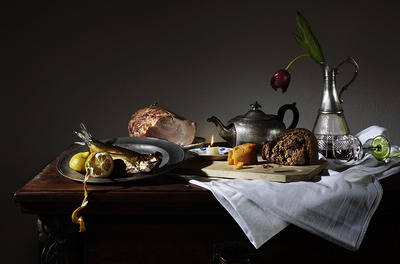 Stilleven Ham,Vis en Kaas Stilleven Ham,Vis en Kaas