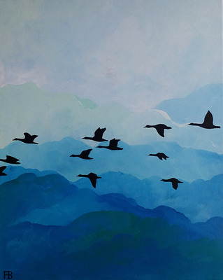 Ganzen in blauwe lucht Ganzen in blauwe lucht