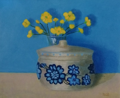 Stilleven met boterbloemen. Stilleven met boterbloemen.