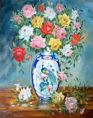 Fonkelnieuw Yvette Mannee - Bloemen met vogels op de vaas (schilderijen/olieverf) VH-66