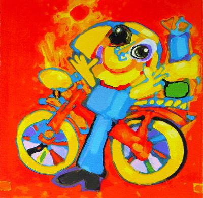 Fietser met bagagerek Fietser met bagagerek