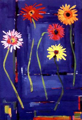 Gerbera on Blue